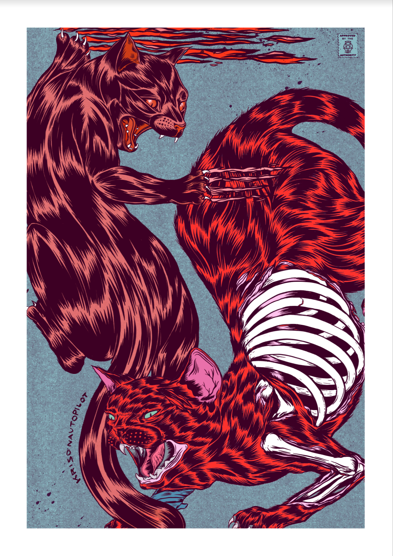 Cat Fight Giclee Print